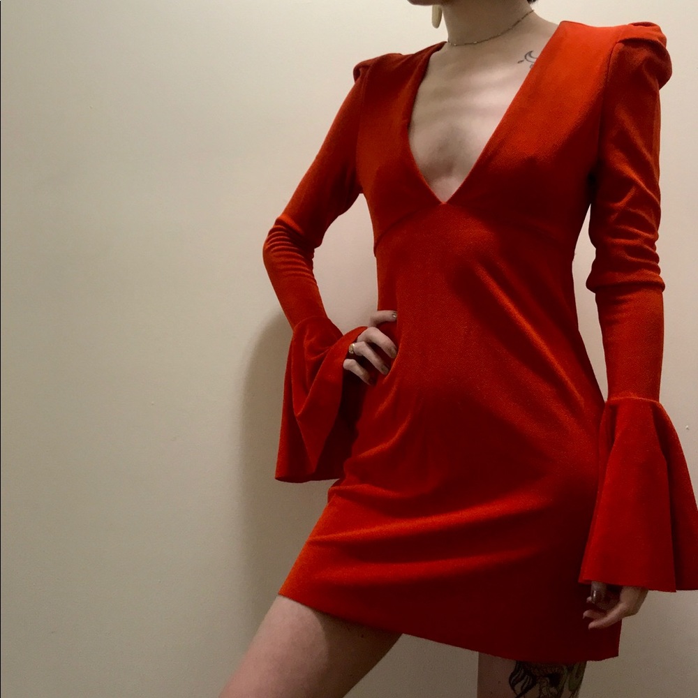 Free People Bell Sleeve Solid Dress